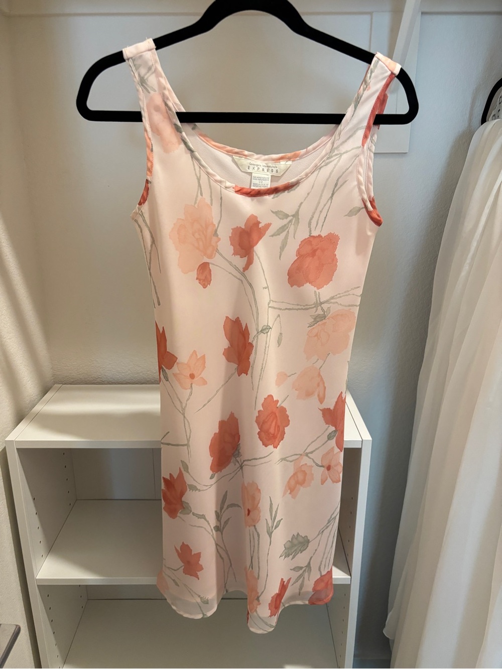 Express Floral Slip Dress in Blush and Coral